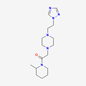 molecular formula C16H28N6O B6751771 1-(2-Methylpiperidin-1-yl)-2-[4-[2-(1,2,4-triazol-1-yl)ethyl]piperazin-1-yl]ethanone 