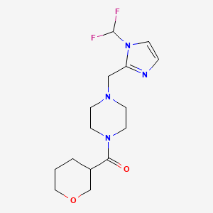 [4-[[1-(Difluoromethyl)imidazol-2-yl]methyl]piperazin-1-yl]-(oxan-3-yl)methanone