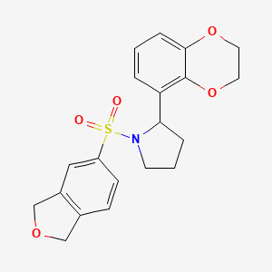 molecular formula C20H21NO5S B6751858 2-(2,3-Dihydro-1,4-benzodioxin-5-yl)-1-(1,3-dihydro-2-benzofuran-5-ylsulfonyl)pyrrolidine 