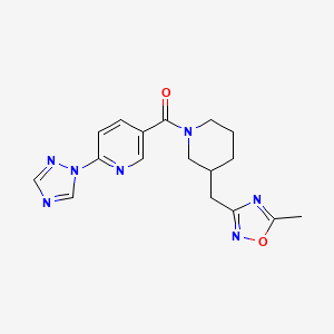 [3-[(5-Methyl-1,2,4-oxadiazol-3-yl)methyl]piperidin-1-yl]-[6-(1,2,4-triazol-1-yl)pyridin-3-yl]methanone