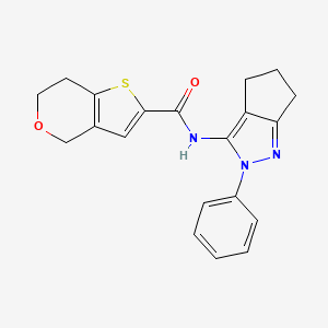 molecular formula C20H19N3O2S B6751922 N-(2-phenyl-5,6-dihydro-4H-cyclopenta[c]pyrazol-3-yl)-6,7-dihydro-4H-thieno[3,2-c]pyran-2-carboxamide 