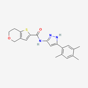 N-[5-(2,4,5-trimethylphenyl)-1H-pyrazol-3-yl]-6,7-dihydro-4H-thieno[3,2-c]pyran-2-carboxamide