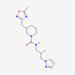 molecular formula C17H26N6O2 B6751951 3-[(5-methyl-1,2,4-oxadiazol-3-yl)methyl]-N-(2-methyl-3-pyrazol-1-ylpropyl)piperidine-1-carboxamide 