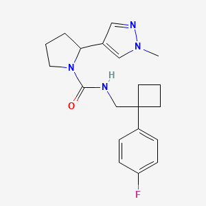 molecular formula C20H25FN4O B6751964 N-[[1-(4-fluorophenyl)cyclobutyl]methyl]-2-(1-methylpyrazol-4-yl)pyrrolidine-1-carboxamide 