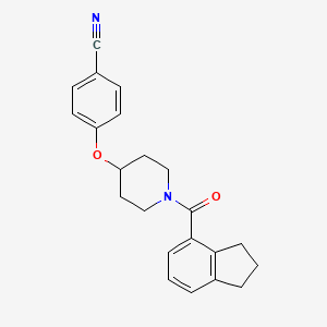 molecular formula C22H22N2O2 B6751971 4-[1-(2,3-dihydro-1H-indene-4-carbonyl)piperidin-4-yl]oxybenzonitrile 