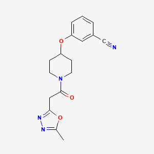 3-[1-[2-(5-Methyl-1,3,4-oxadiazol-2-yl)acetyl]piperidin-4-yl]oxybenzonitrile