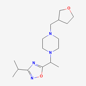 molecular formula C16H28N4O2 B6752070 5-[1-[4-(Oxolan-3-ylmethyl)piperazin-1-yl]ethyl]-3-propan-2-yl-1,2,4-oxadiazole 