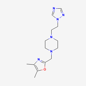 molecular formula C14H22N6O B6752073 4,5-Dimethyl-2-[[4-[2-(1,2,4-triazol-1-yl)ethyl]piperazin-1-yl]methyl]-1,3-oxazole 