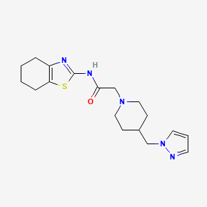 2-[4-(pyrazol-1-ylmethyl)piperidin-1-yl]-N-(4,5,6,7-tetrahydro-1,3-benzothiazol-2-yl)acetamide