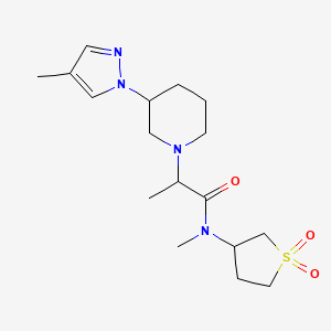 molecular formula C17H28N4O3S B6752134 N-(1,1-dioxothiolan-3-yl)-N-methyl-2-[3-(4-methylpyrazol-1-yl)piperidin-1-yl]propanamide 