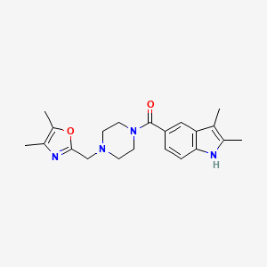 molecular formula C21H26N4O2 B6752143 (2,3-dimethyl-1H-indol-5-yl)-[4-[(4,5-dimethyl-1,3-oxazol-2-yl)methyl]piperazin-1-yl]methanone 