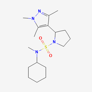 molecular formula C17H30N4O2S B6752150 N-cyclohexyl-N-methyl-2-(1,3,5-trimethylpyrazol-4-yl)pyrrolidine-1-sulfonamide 