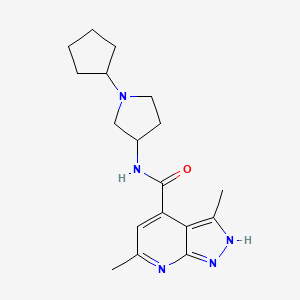 molecular formula C18H25N5O B6752169 N-(1-cyclopentylpyrrolidin-3-yl)-3,6-dimethyl-2H-pyrazolo[3,4-b]pyridine-4-carboxamide 