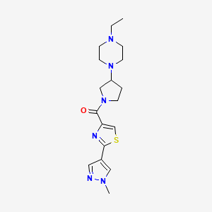 [3-(4-Ethylpiperazin-1-yl)pyrrolidin-1-yl]-[2-(1-methylpyrazol-4-yl)-1,3-thiazol-4-yl]methanone