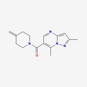 molecular formula C15H18N4O B6752215 (2,7-Dimethylpyrazolo[1,5-a]pyrimidin-6-yl)-(4-methylidenepiperidin-1-yl)methanone 