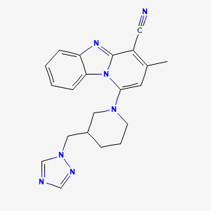 molecular formula C21H21N7 B6752237 3-Methyl-1-[3-(1,2,4-triazol-1-ylmethyl)piperidin-1-yl]pyrido[1,2-a]benzimidazole-4-carbonitrile 