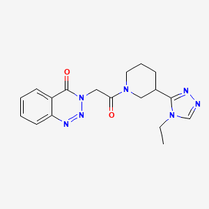 molecular formula C18H21N7O2 B6752346 3-[2-[3-(4-Ethyl-1,2,4-triazol-3-yl)piperidin-1-yl]-2-oxoethyl]-1,2,3-benzotriazin-4-one 