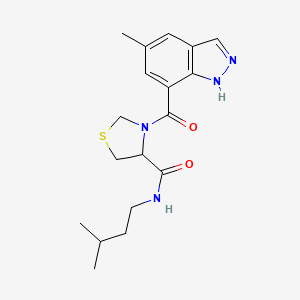 molecular formula C18H24N4O2S B6752406 N-(3-methylbutyl)-3-(5-methyl-1H-indazole-7-carbonyl)-1,3-thiazolidine-4-carboxamide 