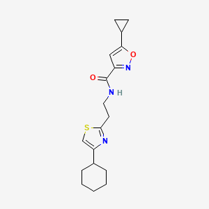 molecular formula C18H23N3O2S B6752441 N-[2-(4-cyclohexyl-1,3-thiazol-2-yl)ethyl]-5-cyclopropyl-1,2-oxazole-3-carboxamide 