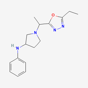 molecular formula C16H22N4O B6752459 1-[1-(5-ethyl-1,3,4-oxadiazol-2-yl)ethyl]-N-phenylpyrrolidin-3-amine 