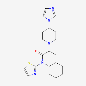 molecular formula C20H29N5OS B6752466 N-cyclohexyl-2-(4-imidazol-1-ylpiperidin-1-yl)-N-(1,3-thiazol-2-yl)propanamide 