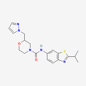 N-(2-propan-2-yl-1,3-benzothiazol-6-yl)-2-(pyrazol-1-ylmethyl)morpholine-4-carboxamide