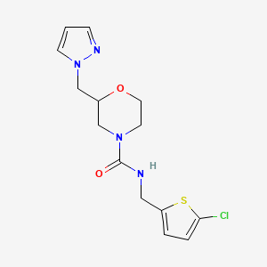 molecular formula C14H17ClN4O2S B6752544 N-[(5-chlorothiophen-2-yl)methyl]-2-(pyrazol-1-ylmethyl)morpholine-4-carboxamide 