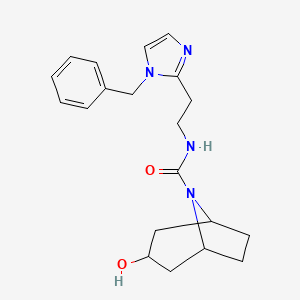 molecular formula C20H26N4O2 B6752553 N-[2-(1-benzylimidazol-2-yl)ethyl]-3-hydroxy-8-azabicyclo[3.2.1]octane-8-carboxamide 