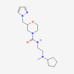 molecular formula C17H29N5O2 B6752554 N-[2-[cyclopentyl(methyl)amino]ethyl]-2-(pyrazol-1-ylmethyl)morpholine-4-carboxamide 