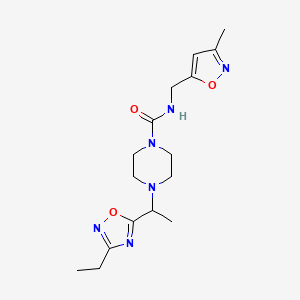 4-[1-(3-ethyl-1,2,4-oxadiazol-5-yl)ethyl]-N-[(3-methyl-1,2-oxazol-5-yl)methyl]piperazine-1-carboxamide