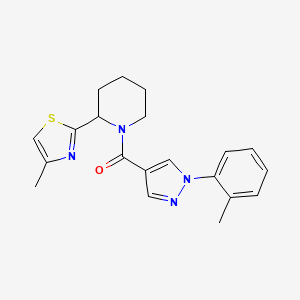 molecular formula C20H22N4OS B6752580 [1-(2-Methylphenyl)pyrazol-4-yl]-[2-(4-methyl-1,3-thiazol-2-yl)piperidin-1-yl]methanone 