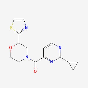 molecular formula C15H16N4O2S B6752610 (2-Cyclopropylpyrimidin-4-yl)-[2-(1,3-thiazol-2-yl)morpholin-4-yl]methanone 