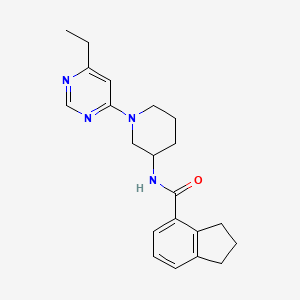 molecular formula C21H26N4O B6752649 N-[1-(6-ethylpyrimidin-4-yl)piperidin-3-yl]-2,3-dihydro-1H-indene-4-carboxamide 