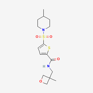 molecular formula C16H24N2O4S2 B6752656 N-[(3-methyloxetan-3-yl)methyl]-5-(4-methylpiperidin-1-yl)sulfonylthiophene-2-carboxamide 