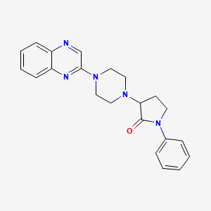 molecular formula C22H23N5O B6752676 1-Phenyl-3-(4-quinoxalin-2-ylpiperazin-1-yl)pyrrolidin-2-one 