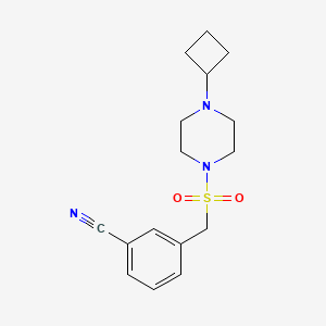 molecular formula C16H21N3O2S B6752703 3-[(4-Cyclobutylpiperazin-1-yl)sulfonylmethyl]benzonitrile 