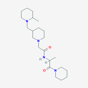 molecular formula C22H40N4O2 B6752732 2-[3-[(2-methylpiperidin-1-yl)methyl]piperidin-1-yl]-N-(1-oxo-1-piperidin-1-ylpropan-2-yl)acetamide 