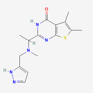 5,6-dimethyl-2-[1-[methyl(1H-pyrazol-5-ylmethyl)amino]ethyl]-3H-thieno[2,3-d]pyrimidin-4-one