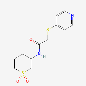 molecular formula C12H16N2O3S2 B6752796 N-(1,1-dioxothian-3-yl)-2-pyridin-4-ylsulfanylacetamide 