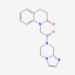 molecular formula C17H18N4O2 B6752798 1-[2-(6,8-dihydro-5H-imidazo[1,2-a]pyrazin-7-yl)-2-oxoethyl]-3,4-dihydroquinolin-2-one 