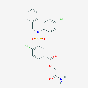 molecular formula C22H18Cl2N2O5S B067528 Carbamoylmethyl 3-[benzyl(4-chlorophenyl)sulfamoyl]-4-chlorobenzoate CAS No. 188201-16-3