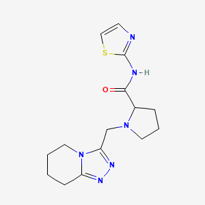 molecular formula C15H20N6OS B6752818 1-(5,6,7,8-tetrahydro-[1,2,4]triazolo[4,3-a]pyridin-3-ylmethyl)-N-(1,3-thiazol-2-yl)pyrrolidine-2-carboxamide 