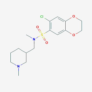 6-chloro-N-methyl-N-[(1-methylpiperidin-3-yl)methyl]-2,3-dihydro-1,4-benzodioxine-7-sulfonamide