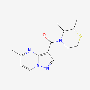 molecular formula C14H18N4OS B6753033 (2,3-Dimethylthiomorpholin-4-yl)-(5-methylpyrazolo[1,5-a]pyrimidin-3-yl)methanone 