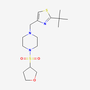 molecular formula C16H27N3O3S2 B6753040 2-Tert-butyl-4-[[4-(oxolan-3-ylsulfonyl)piperazin-1-yl]methyl]-1,3-thiazole 