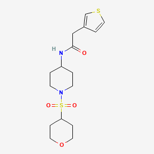 N-[1-(oxan-4-ylsulfonyl)piperidin-4-yl]-2-thiophen-3-ylacetamide