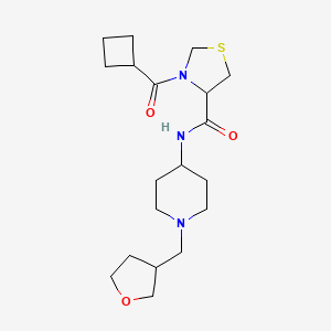 molecular formula C19H31N3O3S B6753129 3-(cyclobutanecarbonyl)-N-[1-(oxolan-3-ylmethyl)piperidin-4-yl]-1,3-thiazolidine-4-carboxamide 