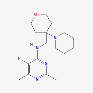 molecular formula C17H27FN4O B6753149 5-fluoro-2,6-dimethyl-N-[(4-piperidin-1-yloxan-4-yl)methyl]pyrimidin-4-amine 