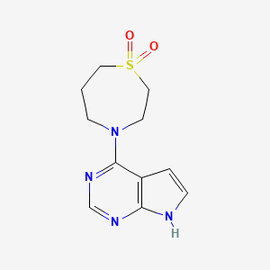 molecular formula C11H14N4O2S B6753202 4-(7H-pyrrolo[2,3-d]pyrimidin-4-yl)-1,4-thiazepane 1,1-dioxide 