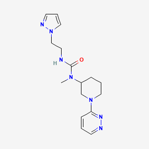 molecular formula C16H23N7O B6753210 1-Methyl-3-(2-pyrazol-1-ylethyl)-1-(1-pyridazin-3-ylpiperidin-3-yl)urea 